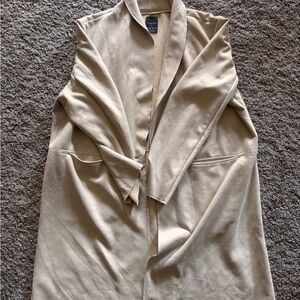 Beige Open Front Cardigan